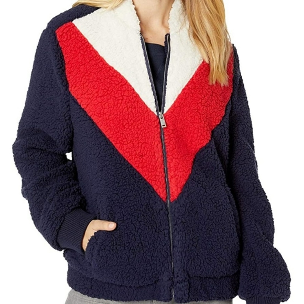 NWT UGG Annalise Navy Blue, Red and White Teddy Jacket